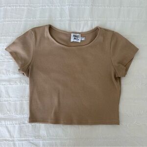 Princess Polly light brown cropped tee